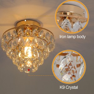 Low MOQ Modern Round Crystal <b>Ceiling</b> <b>Light</b> for Corridor Silver Crystal <b>Ceiling</b> Chandelier Lamp for Living Room Kitchen Decor - Product Image 4
