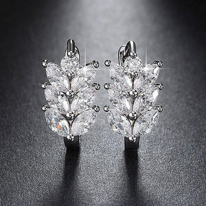 Orecchini a Cerchio Classici in Rame con Foglie e Spighe di Grano, Cristalli Pavé, per Donna, Eleganti, Ispirati alla Natura, Accessori per Uso Quotidiano - Product Image 4