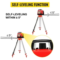 Kit de niveau laser rotatif rouge avec trépied réglable et mire de 5 m, portée de 250 m, balayage à 360 degrés, disponible depuis nos entrepôts en République tchèque, Pologne et Allemagne