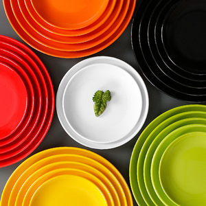 Juego de 10 piezas de vajilla de melamina, platos redondos para hoteles, restaurantes, arroz frito/fideos, buffets de imitación de porcelana y - Product Image 3