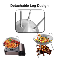 Four en acier inoxydable foyer portable double boucle avec pieds détachables pour le camping