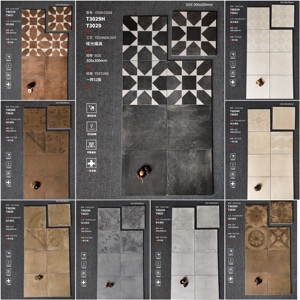 Baldosas de Porcelana Antideslizantes Rústicas de Hierro Rojo de 300x300mm 600x600mm, Alta Resistencia al Deslizamiento para Balcón, Patio, Diseño con Patrón Floral - Product Image 5
