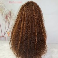 Peluca de Cabello Humano Remy SDD 13x4 con Frente de Encaje HD Transparente, 300% de Densidad, Color con Reflejos, Sin Tratamiento Químico, Rizos Pixie