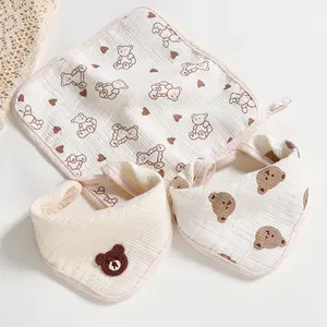 Newborn baby saliva towel triangle towel manufacturers wholesale muslin baby bib muslin baby bib