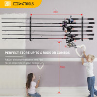 Support de canne à pêche DX Tools BL-043D en plastique ABS, support mural, 37*5.8cm, 252g, utilisation multi-positions pour garage et rangement de bateau