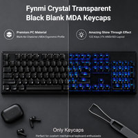 Fynmi Crystal Transparent 25% Black Blank MDA Keycaps Shine Through ANSI/ISO Layout 122 Keys Full Size Keycaps