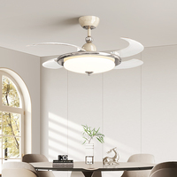 Ventilateur de plafond LED décoratif moderne de 42 pouces avec éclairage, pales rétractables, haut-parleur Bluetooth et télécommande - Fabriqué en Chine