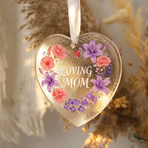 Plaque en verre personnalisée élégante avec motif floral, ornement en verre fusionné en forme de cœur, texte personnalisable, cadeau pour la fête des mères - Product Image 5