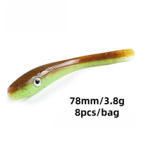 78mm 3.8g 8Pcs/Sac Leurre souple en PVC type Minnow à queue droite, avec yeux 3D, infusé au sel et parfumé, pour la pêche au bar et au grouper en eau douce et salée