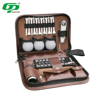 Atacado novos produtos fácil de transportar bolsa de couro personalizável conjunto de acessórios de golfe kit multiferramentas acessórios de golfe conjunto de presente