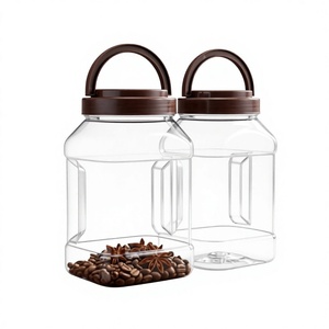 Bouteille en plastique PET carrée de 1380 ml, transparente, à large ouverture, avec couvercle à vis, pour le stockage de biscuits, de chocolat et d'aliments, fabricant vietnamien - Product Image 1