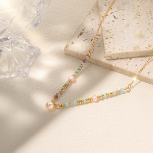 Collana di Perle Personalizzata di Lusso per Donne, Gioielli in Acciaio Inossidabile Colorati Stile Dopamina, Design Unico di Nicchia, Moda Vacanziera - Product Image 4