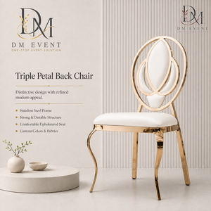 <b>Gold</b> Ornate Scroll Back Stainless Steel Event <b>Chair</b> with White Cushion for Wedding and Hotel Banquets Wholesale Seating - Product Image 2