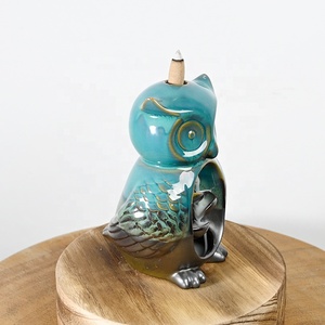Diseño <span class=keywords><strong>de</strong></span> escultura <span class=keywords><strong>de</strong></span> búho <span class=keywords><strong>de</strong></span> esmalte azul, quemador <span class=keywords><strong>de</strong></span> incienso <span class=keywords><strong>de</strong></span> reflujo <span class=keywords><strong>de</strong></span> cerámica, difusor <span class=keywords><strong>de</strong></span> aromaterapia <span class=keywords><strong>de</strong></span> reflujo <span class=keywords><strong>de</strong></span> <span class=keywords><strong>humo</strong></span> <span class=keywords><strong>de</strong></span> <span class=keywords><strong>cascada</strong></span> y soporte <span class=keywords><strong>de</strong></span> incienso - Product Image 2