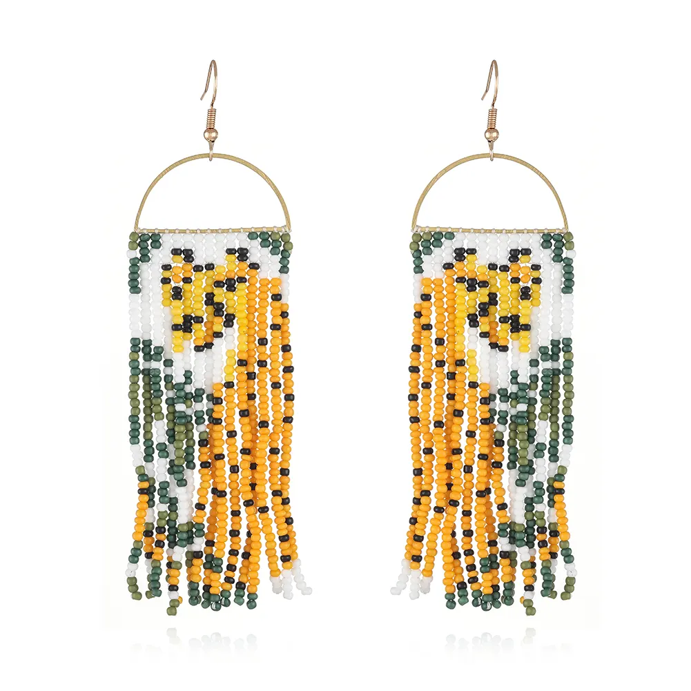 New Arrival Bohemian Tassel Earrings Personality Parrot Tiger Leopard pattern seed beads beaded women's earrings jewelry