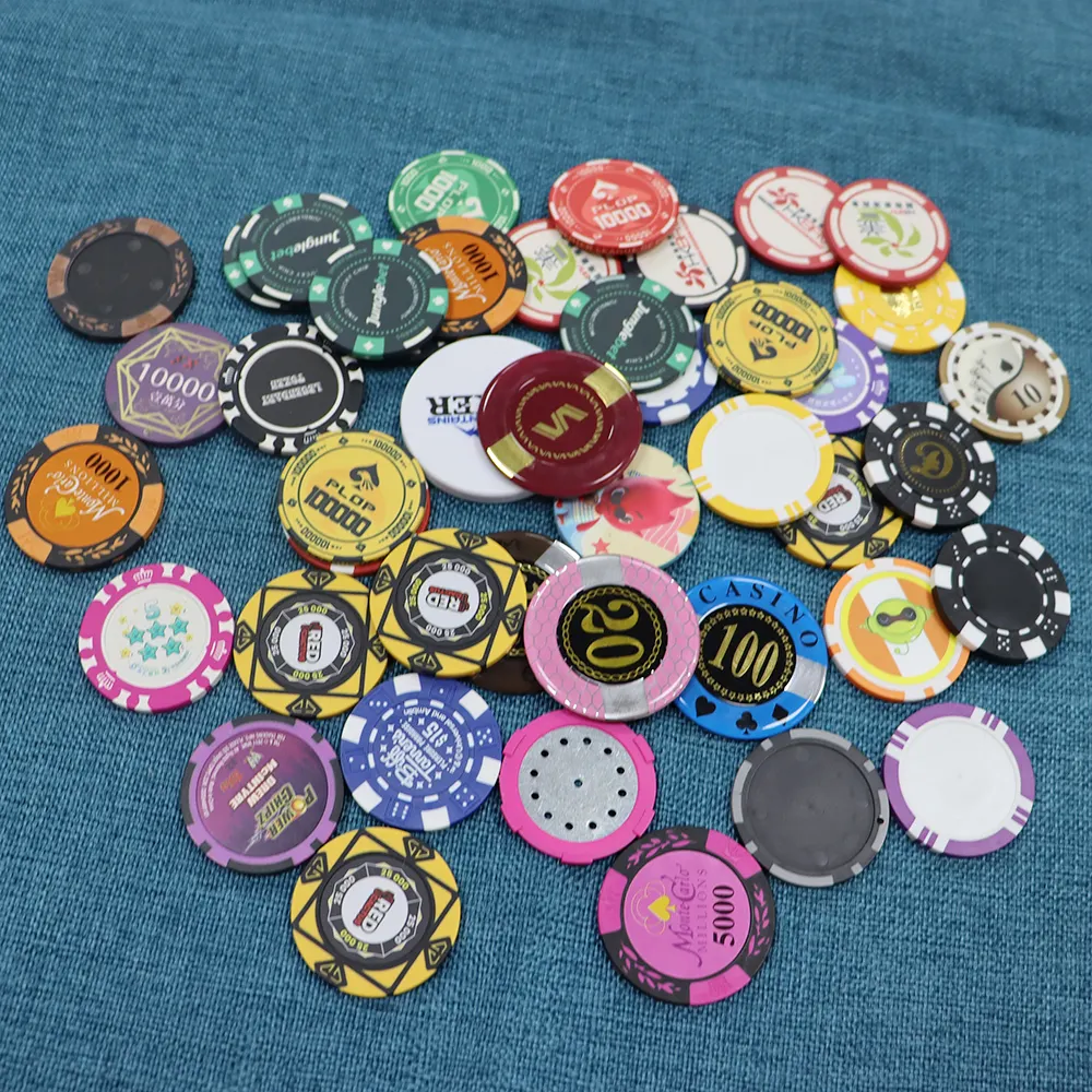 Individuelles Logo für Pokerchips-Set Box Keramik Casino Ton 1000 Maker Pokerchips-Set 500 Chips Aluminium-Schachtel