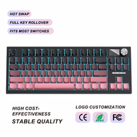 Clavier mécanique filaire à commutation à chaud, 19 effets lumineux, rétroéclairage bleu glace, câble Type C détachable, vente en gros OEM ODM
