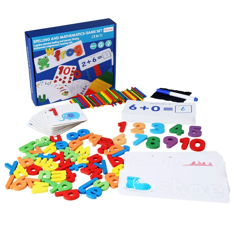 Groothandel Montessori Spelling Alfabet Woorden Nummers 3-In-1 Onderwijs Hulpmiddel Houten Kinderen Cognitieve Vroege Educatie Speelgoed Voor Kinderen