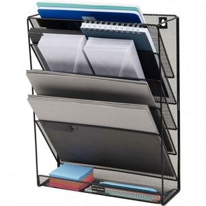 Hanging <b>Wall</b> File Organizer 6 Tier <b>Wall</b> Mounted Mail Paper Folder Holder Document Organization Stand Vertical <b>Desk</b> Magazine Rack - Product Image 4