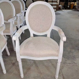 <span class=keywords><strong>Fauteuil</strong></span> de salle à manger <span class=keywords><strong>Louis</strong></span> <span class=keywords><strong>XV</strong></span> en bois et tissu, style campagnard américain blanc - Product Image 1