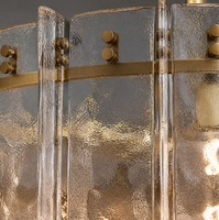 Lustre en laiton à 20 bras avec verre martelé et éclairage LED pour salon, hôtel, villa - Vente en gros