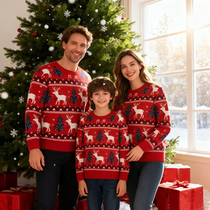 <strong>Cheap</strong> Price Free Sample Reindeer Acrylic Jacquard Knitting Breathable Knit <strong>Jumper</strong> Light up Xmas <strong>Christmas</strong> Sweater for Family - Product Image 5