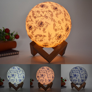 Venta al por mayor de <span class=keywords><strong>Color</strong></span> de Control remoto cambiando de 3D de lámpara de escritorio inteligente Luna bebé luz de la noche, lámpara de mesa - Product Image 6