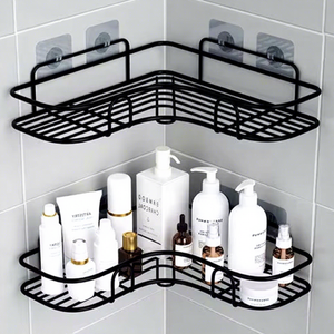 Fabrika Toptan Satış Güçlü Yapışkanlı Paslanmaz Çelik Köşe Depolama Rafı Deliksiz Tuvalet Üçgen Banyo Mutfak Rafı Oturma Odası - Product Image 1