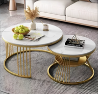 Table basse moderne de luxe avec cadre en métal et panneau en pierre, facile à assembler, design décoratif personnalisable pour salon