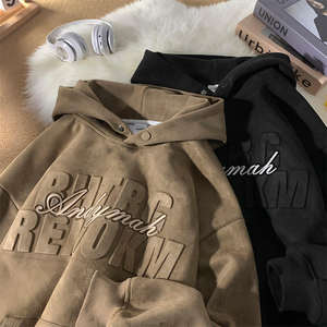 Logotipo personalizado dos homens em relevo Hoodie com logotipo 3D gravado tela impressão atacado moletom hoodies para homens - Product Image 4