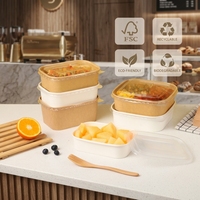 Caja de Catering Personalizada con Relieve, Caja de Kraft Premium Desechable, Ecológica, Reciclable, Resistente a la Grasa, con Tapas Transparentes