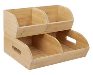 Cestas de almacenamiento de bambú rectangulares apilables con asa, organizador multiusos para cocina y escritorio - Product Image 3