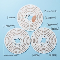 Circuit imprimé LED circulaire personnalisé en aluminium, épaisseur de la plaque de 1,2 mm, feuille de cuivre de 35 μm, personnalisation des fichiers Gerber disponible