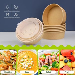 Tazón Redondo de Papel Desechable y Reciclable para Envasado de Alimentos, Personalizable, de Calidad Alimentaria, para Llevar, Tazón de Papel Blanco para Ensaladas con Tapa - Product Image 4