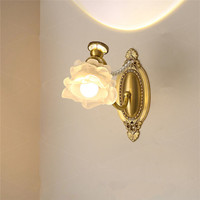 Lampe murale fleur de luxe lumière rétro française pour salon salle de bain chambre lampe de chevet phare miroir médiéval