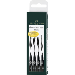 FABER CASTELL - SET 4 PENNE PITT ARTIST NERE (B, SB, SC, 1.5) - Product Image 1
