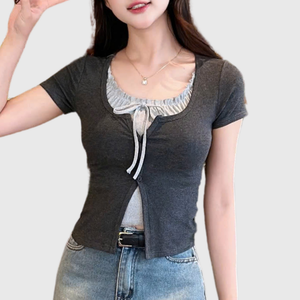 OEM Vietnam Usine Vente en Gros Export 2025 Femmes Coton T Shirt Haute Qualité Mode Vêtements Échantillon Gratuit Fourniture Directe - Product Image 5