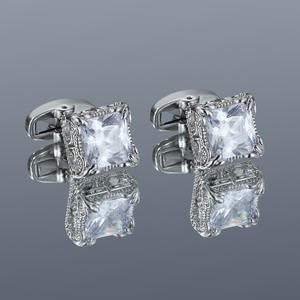 Mancuernillas de Camisa Cuadradas de Plata con Circonita Grande, Estilo Vintage Francés de Lujo, Personalizadas para Hombre, Gran Venta - Product Image 1