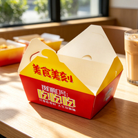 Caja para Pollo Frito con Logotipo Impreso Ecológico, Recubierta, con Barrera Contra la Humedad, Base Resistente y Capacidad de Carga para Mostrador de Supermercado o Deli