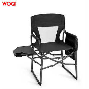 Chaise de camping d'extérieur Woqi, cadre en aluminium, pliable, portable, chaise de jardin, tissu Oxford noir - Product Image 1