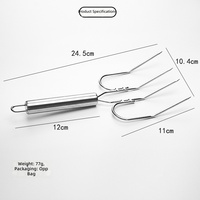 Fourchette à découper en acier inoxydable à 4 dents, lève-viande robuste, écologique et portable, outils de grillade pour dinde, steak, cuisse d'agneau