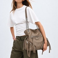 Sac fourre-tout multi-poches Niche Rivet, nouveau style 2026, simplicité urbaine, sac à bandoulière pour femme, grande capacité, fermeture éclair, polyester