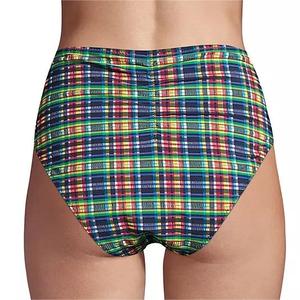 Custom Plaid Swimwear Seersucker One-shoulder Bikini <strong>Top</strong> High-Waist Bottom <strong>Checker</strong> 2 Piece Bathing Suit Gingham Check Swimsuit - Product Image 5