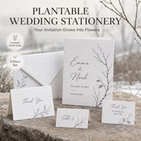 Wabi Sabi Winter-Hochzeitsset Pflanzbares Zen-Schreibwarenset mit Lavendelsamen Fünfteiliges Wabi Sabi Hochzeitsset