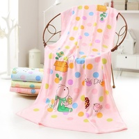 Toalla de baño grande para niños, absorbente, con estampado de lunares de dibujos animados, de fibra superfina Longren, toalla de playa de secado rápido para uso en el baño