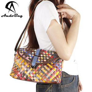 Bolsos cruzados AndoBag de punto para mujer, bolso de mano de cuero genuino, bolso de hombro informal de moda para exteriores 1784 - Product Image 1