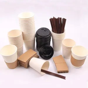 7oz 8oz 9oz Biodegradable कस्टम लोगो मुद्रण कागज पैकिंग के साथ कॉफी पेपर कप कप