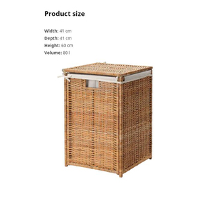 Directo de fábrica Grande plegable ropa organizadores tejido de mimbre cesta de lavandería cesta con tapa forro - Product Image 4
