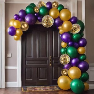 Kit Arco di Palloncini per Mardi Gras Viola Verde Oro 167 Pezzi Palloncini per Mascherata Martedì Grasso - Product Image 3