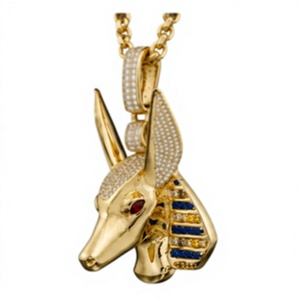 Pendentif Anubis de luxe plaqué argent avec perle d'eau douce, bijou tête de chien Hip Hop, cadeau unisexe, chaînes pour soirée - Product Image 5